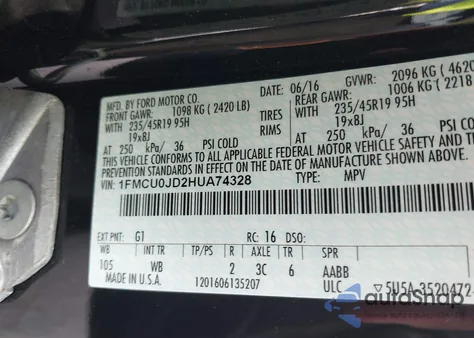 2017 Ford Escape Titanium from USA, damaged, VIN 1FMCU0JD2HUA74328